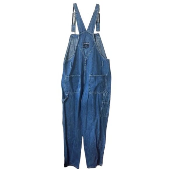 Vintage Nevada Cotton Blue Denim Jean Bib Cargo Overalls Men Size 44 - Picture 2 of 8